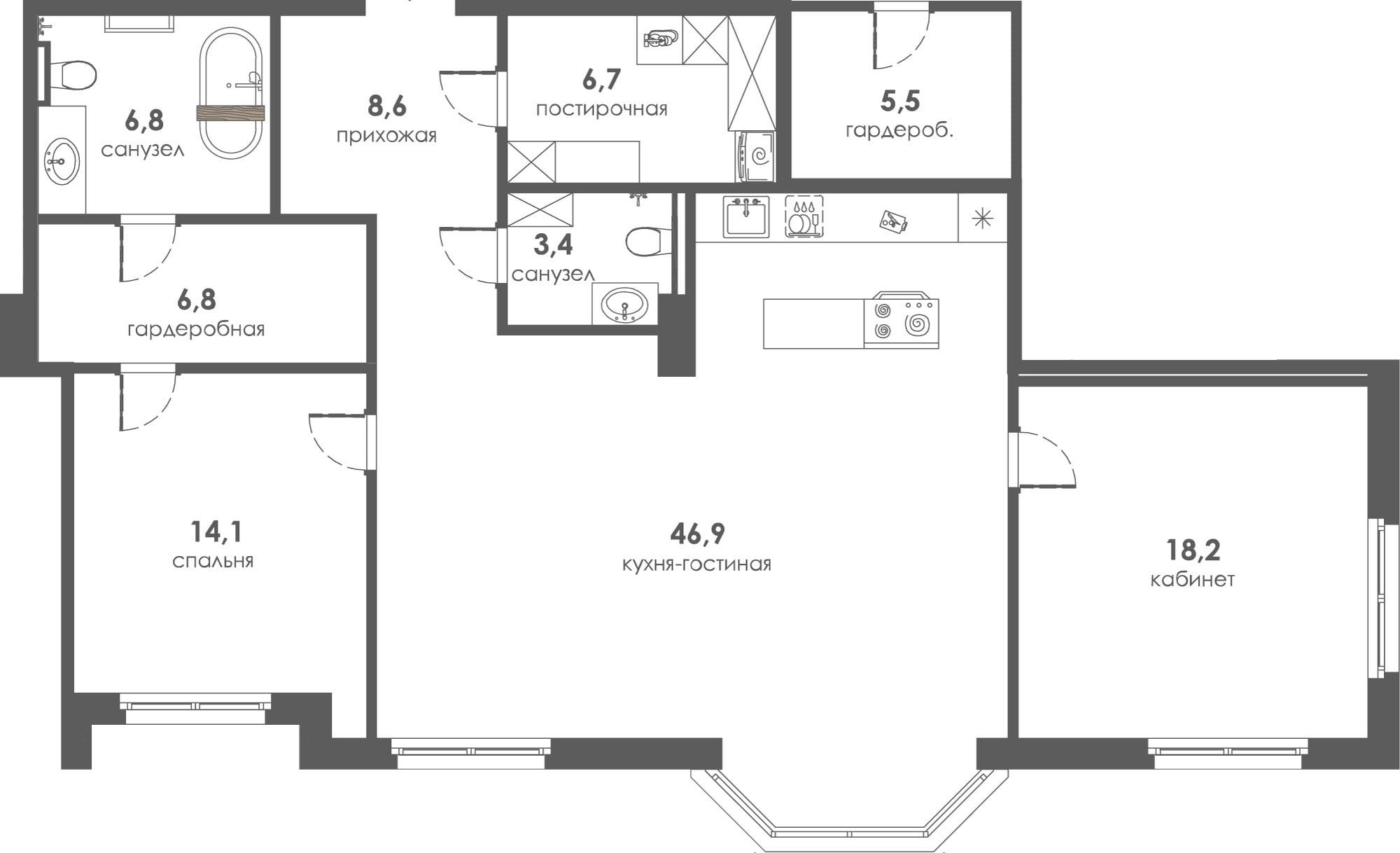 1-комнатная 111 м2 в ЖК Хамовники 12 корпус null этаж 5