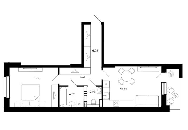 1-комнатная 55.4 м2 в ЖК undefined корпус null этаж 8
