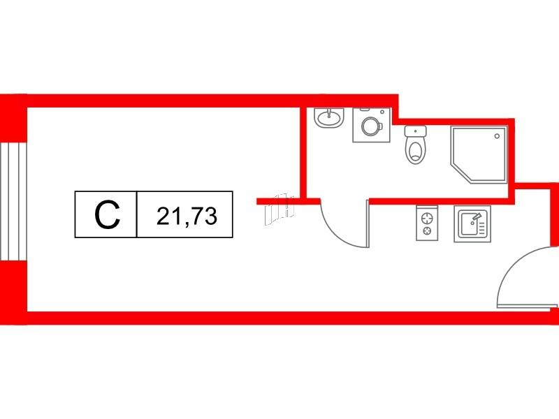 Студия 21 м2 в ЖК Саан корпус null этаж 14