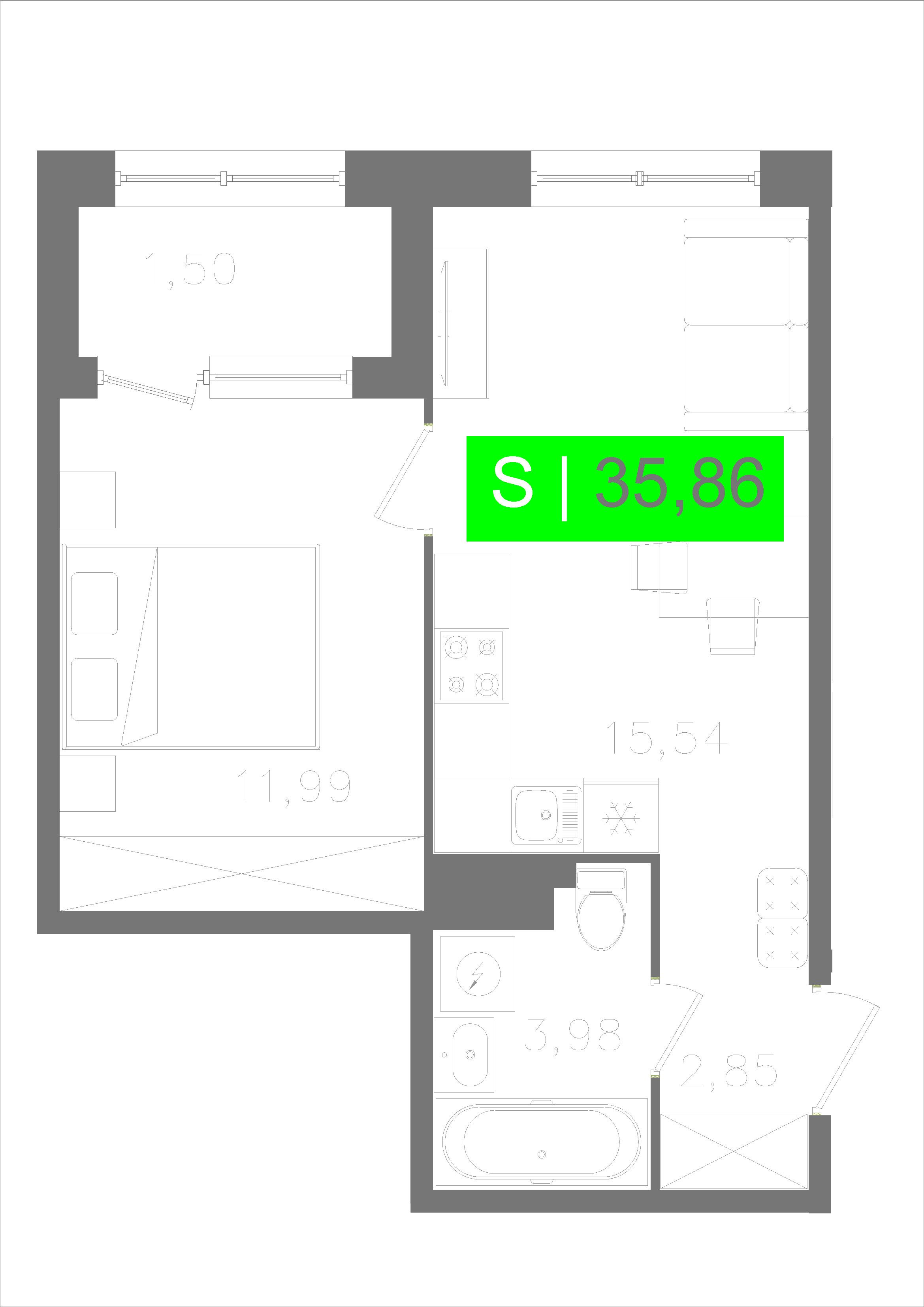 Студия 35 м2 в ЖК ОРО от Аквилон корпус null этаж 5