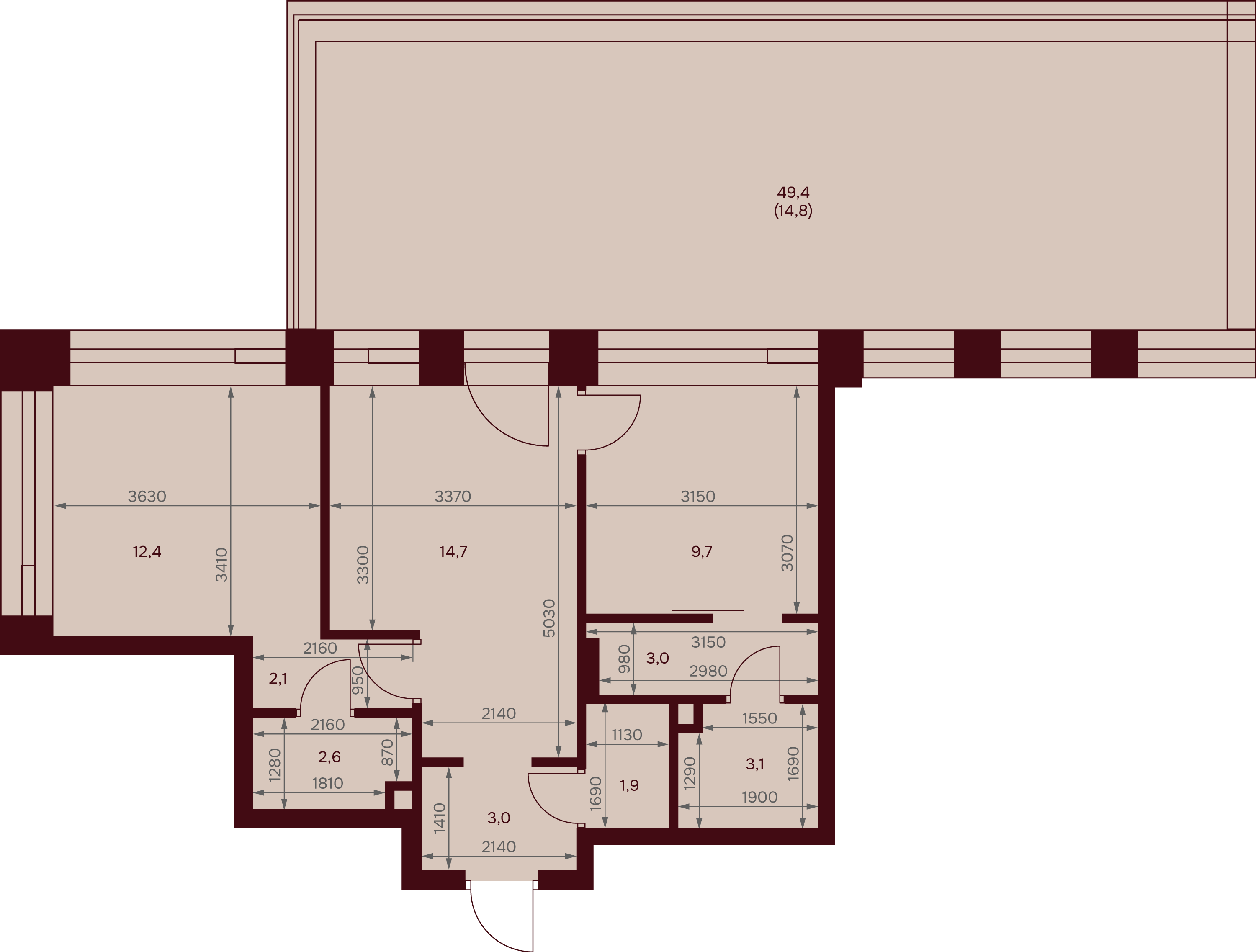 2-комнатная 67 м2 в ЖК Дом 7. Даниловский корпус null этаж 2