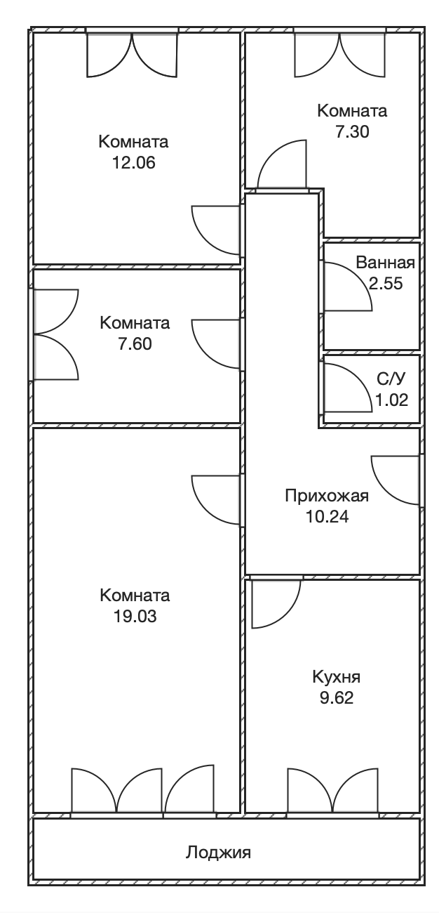 4-комнатная 73.3 м2 в ЖК undefined корпус null этаж 9