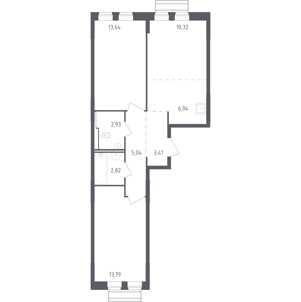 Студия 58 м2 в ЖК Рублёвский Квартал корпус null этаж 3