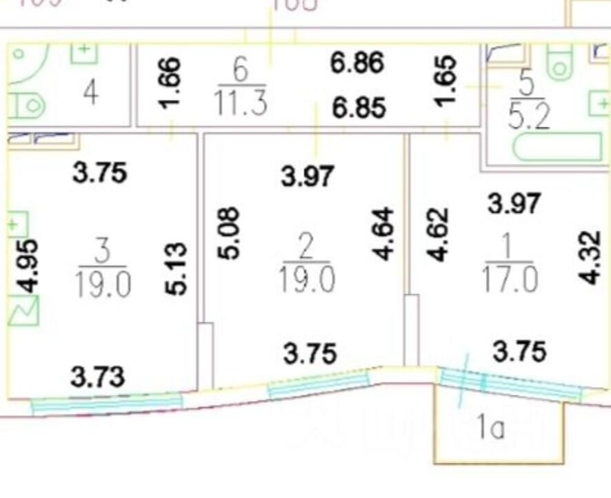 2-комнатная 75.5 м2 в ЖК undefined корпус null этаж 9