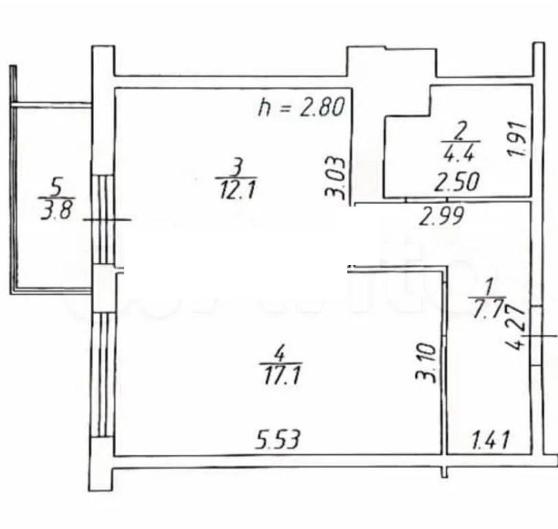 1-комнатная 41.3 м2 в ЖК undefined корпус null этаж 19