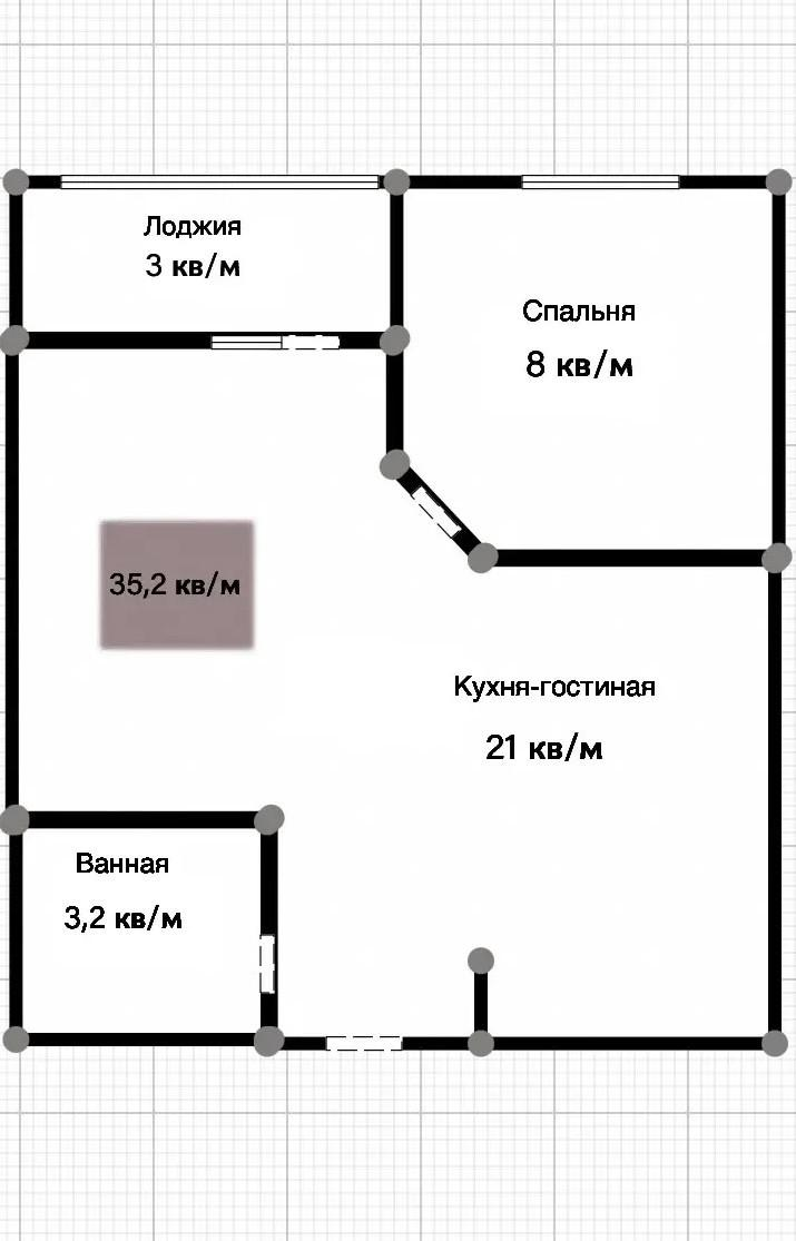 1-комнатная 35 м2 в ЖК undefined корпус null этаж 14