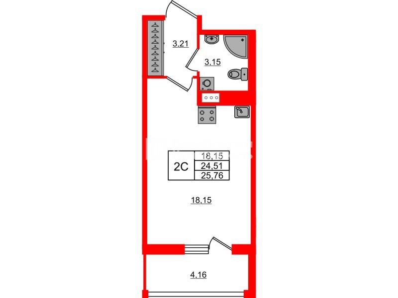 Студия 24 м2 в ЖК Астра Континенталь корпус null этаж 10