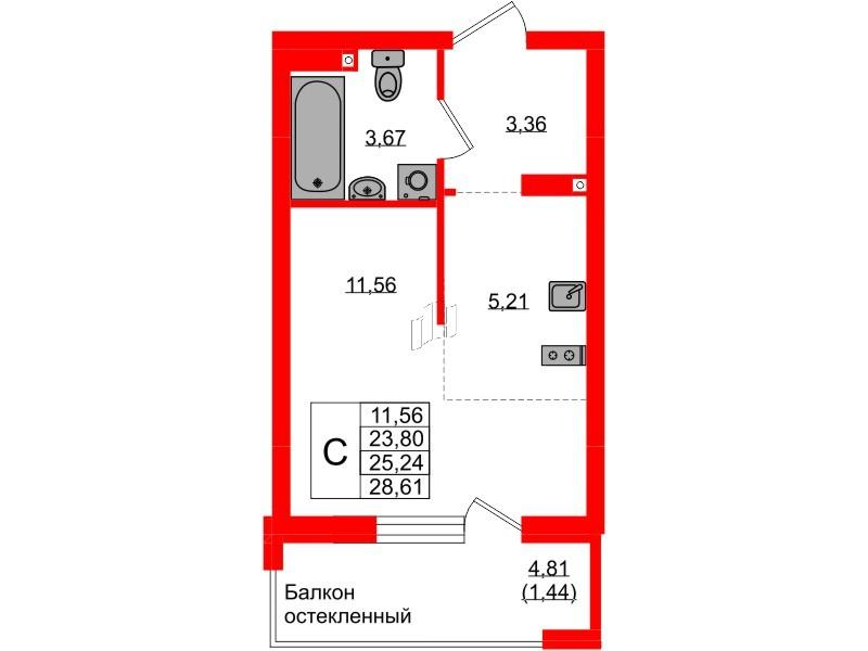 Студия 25 м2 в ЖК Консул корпус null этаж 9