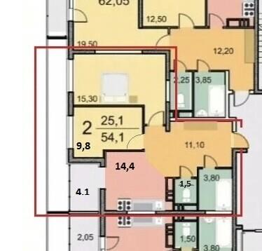 3-комнатная 60 м2 в ЖК undefined корпус null этаж 13