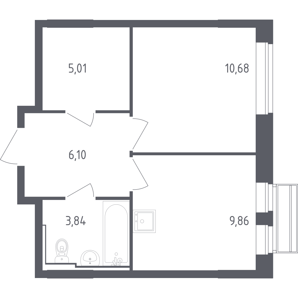 1-комнатная 35 м2 в ЖК Рублёвский Квартал корпус null этаж 5