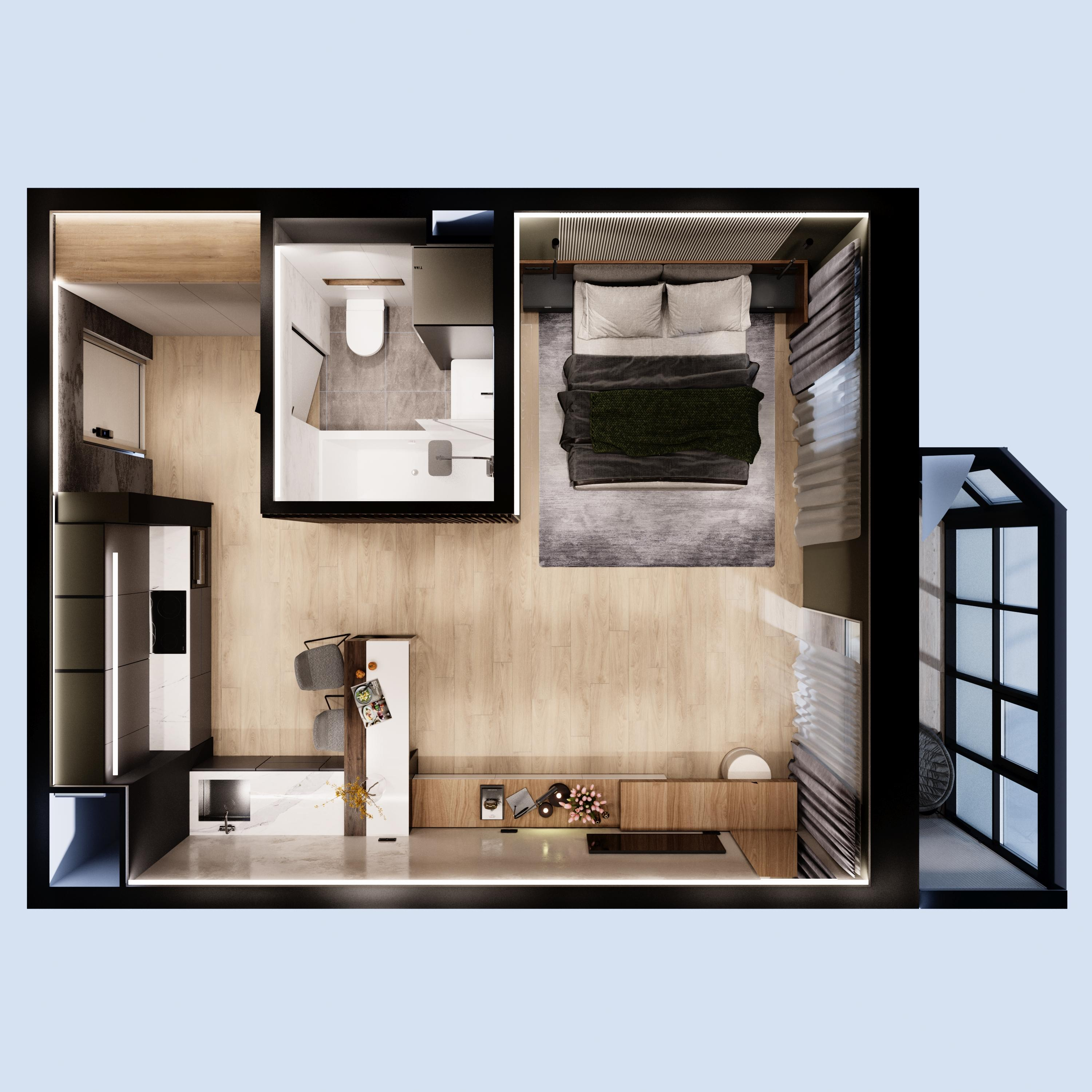 1-комнатная 37 м2 в ЖК Южный Парк корпус null этаж 10