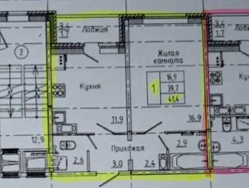 2-комнатная 60.1 м2 в ЖК undefined корпус null этаж 7