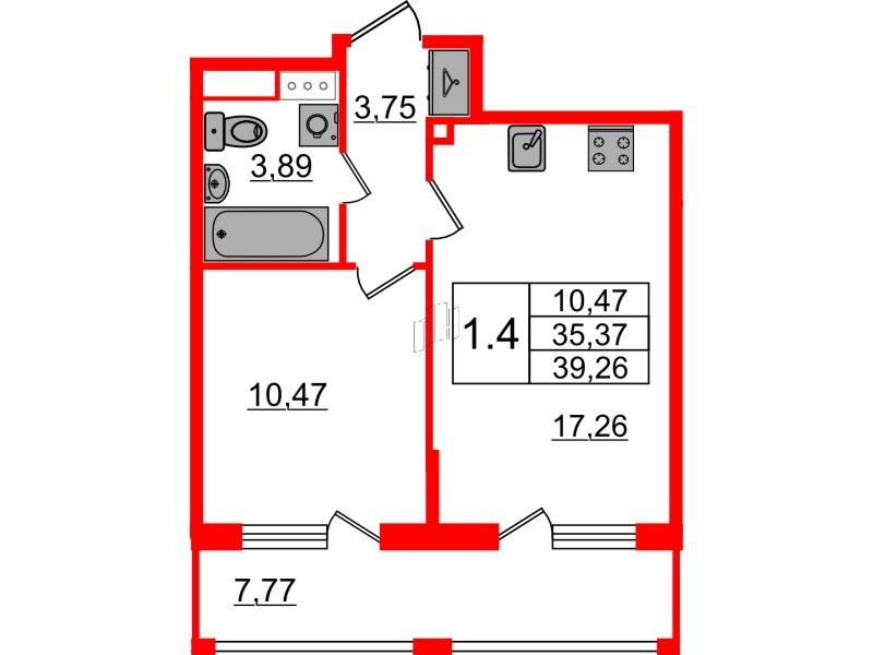 1-комнатная 35 м2 в ЖК Бионика Заповедная корпус null этаж 2