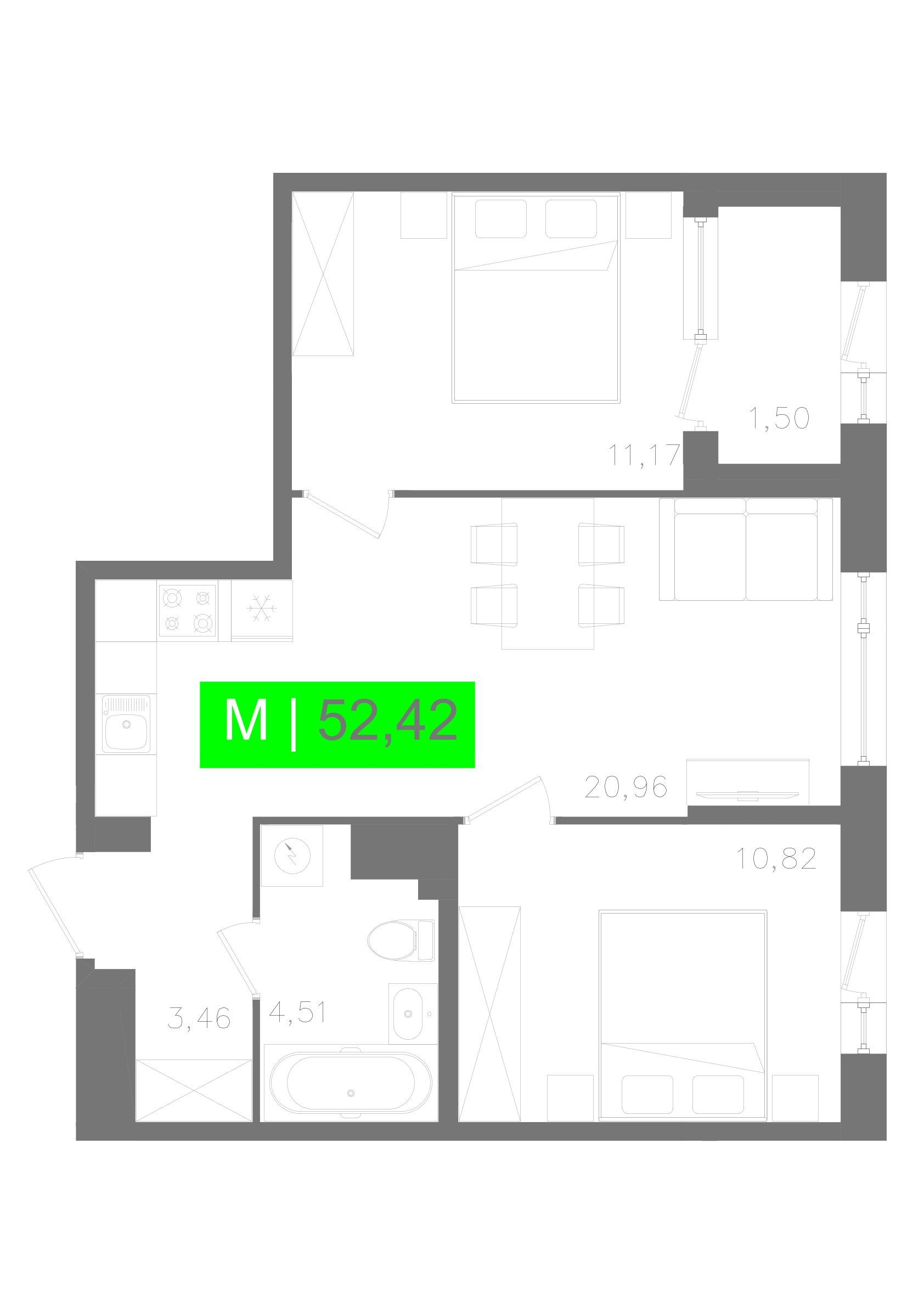 Студия 52 м2 в ЖК ОРО от Аквилон корпус null этаж 3