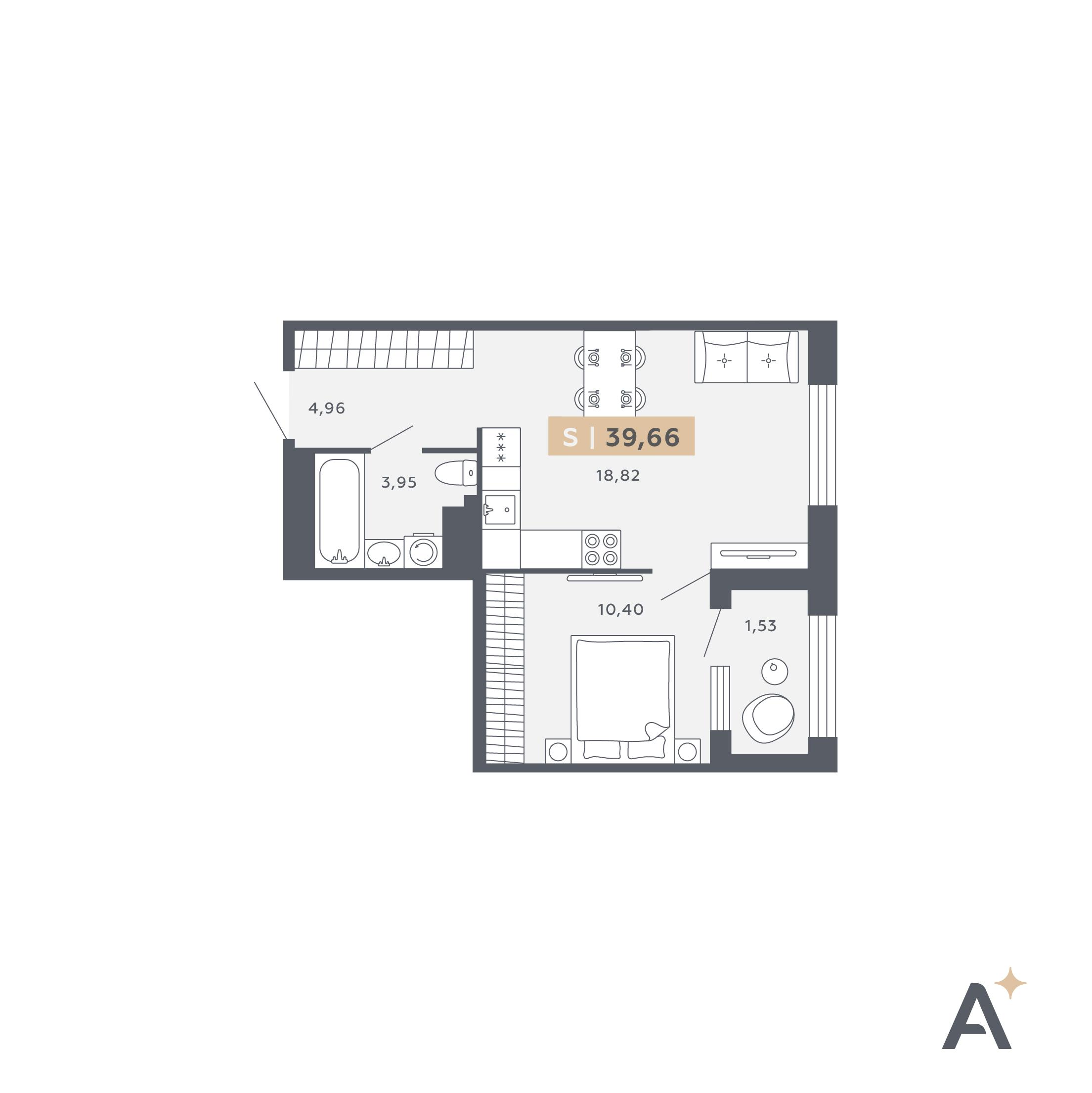 Студия 39 м2 в ЖК ORO by Akvilon корпус null этаж 12