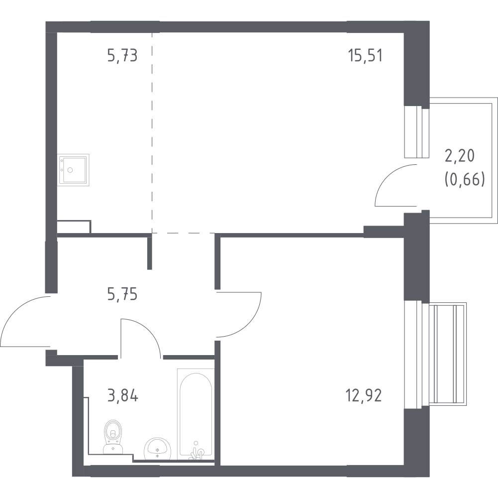 Студия 44 м2 в ЖК Рублёвский Квартал корпус null этаж 5