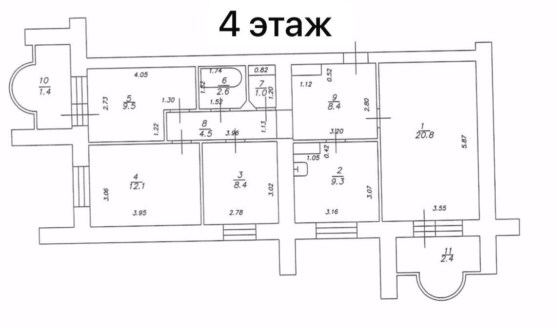 4-комнатная 76.6 м2 в ЖК undefined корпус null этаж 4