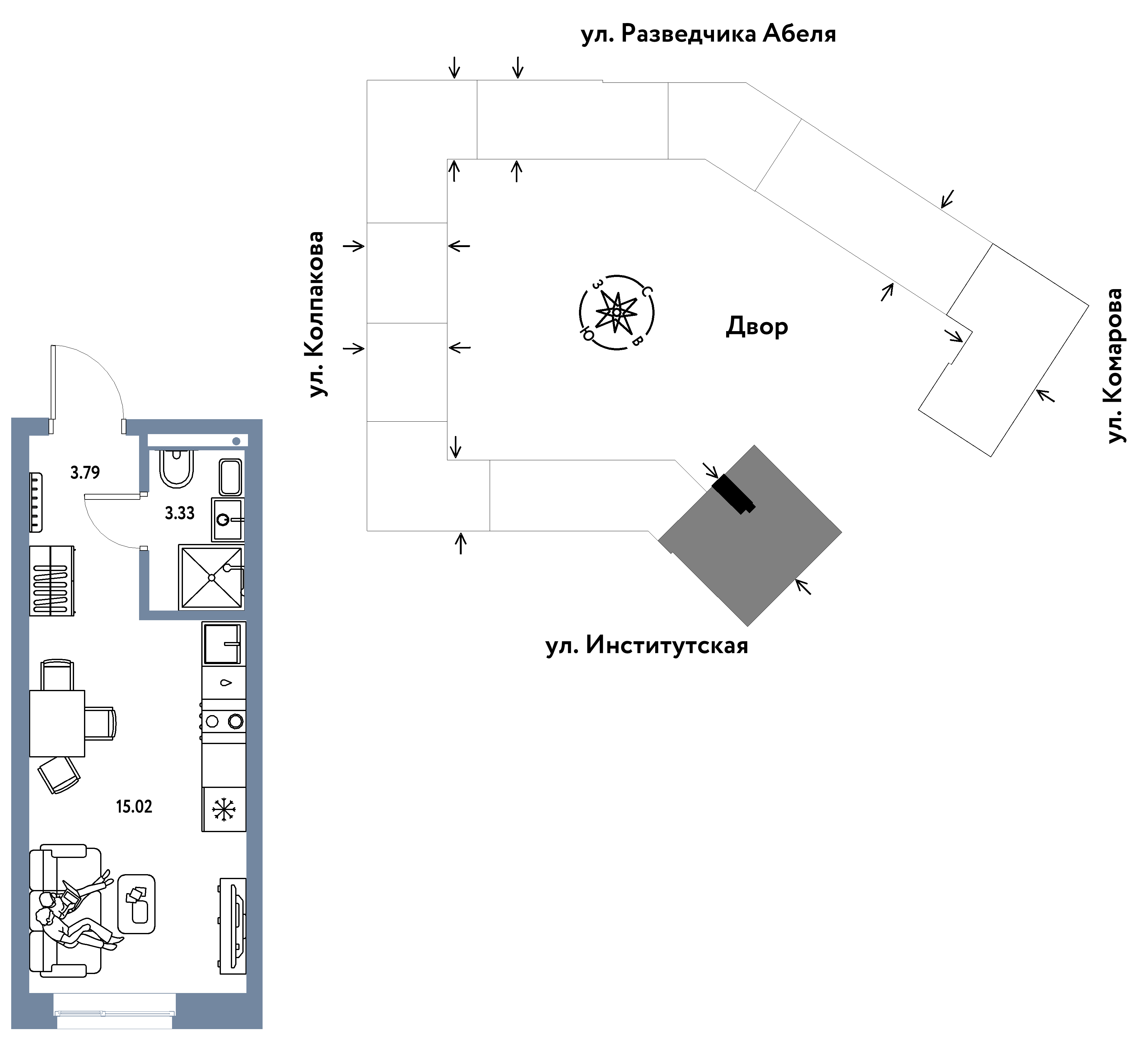 Студия 22 м2 в ЖК Страна.Парковая корпус null этаж 12