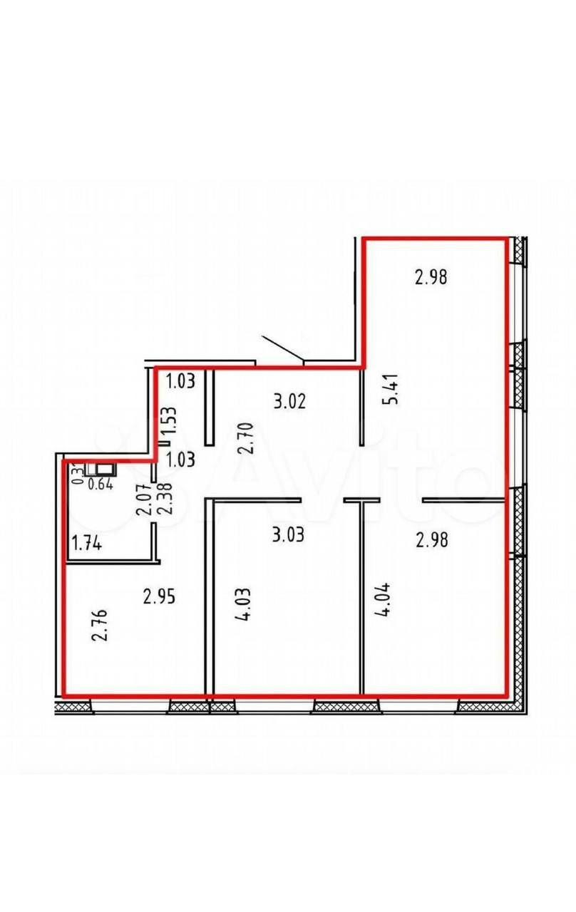 3-комнатная 64.1 м2 в ЖК undefined корпус null этаж 12