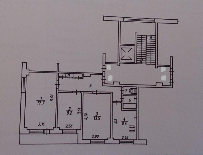 3-комнатная 63.7 м2 в ЖК undefined корпус null этаж 3