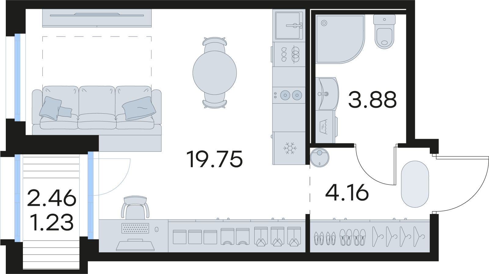 Студия 29 м2 в ЖК GloraX Парголово корпус null этаж 12