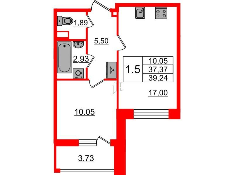 1-комнатная 37 м2 в ЖК Бионика Заповедная корпус null этаж 1