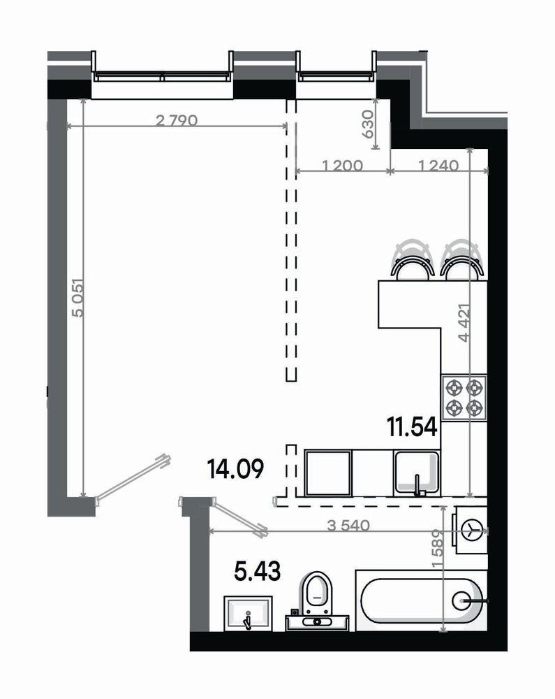 Студия 31 м2 в ЖК Минтимер корпус null этаж 8
