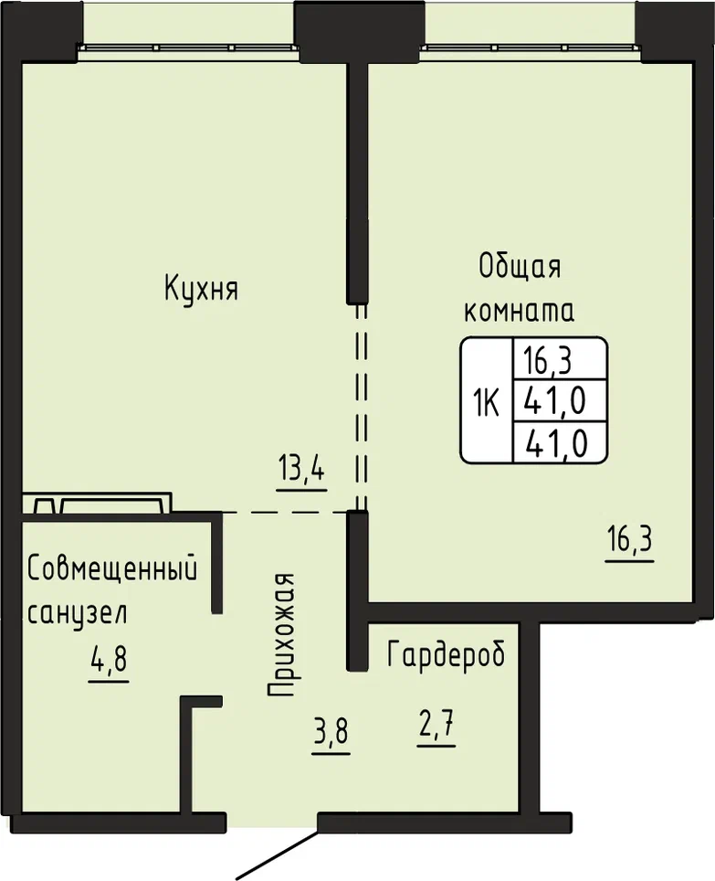 1-комнатная 41 м2 в ЖК Гренландия корпус null этаж 10