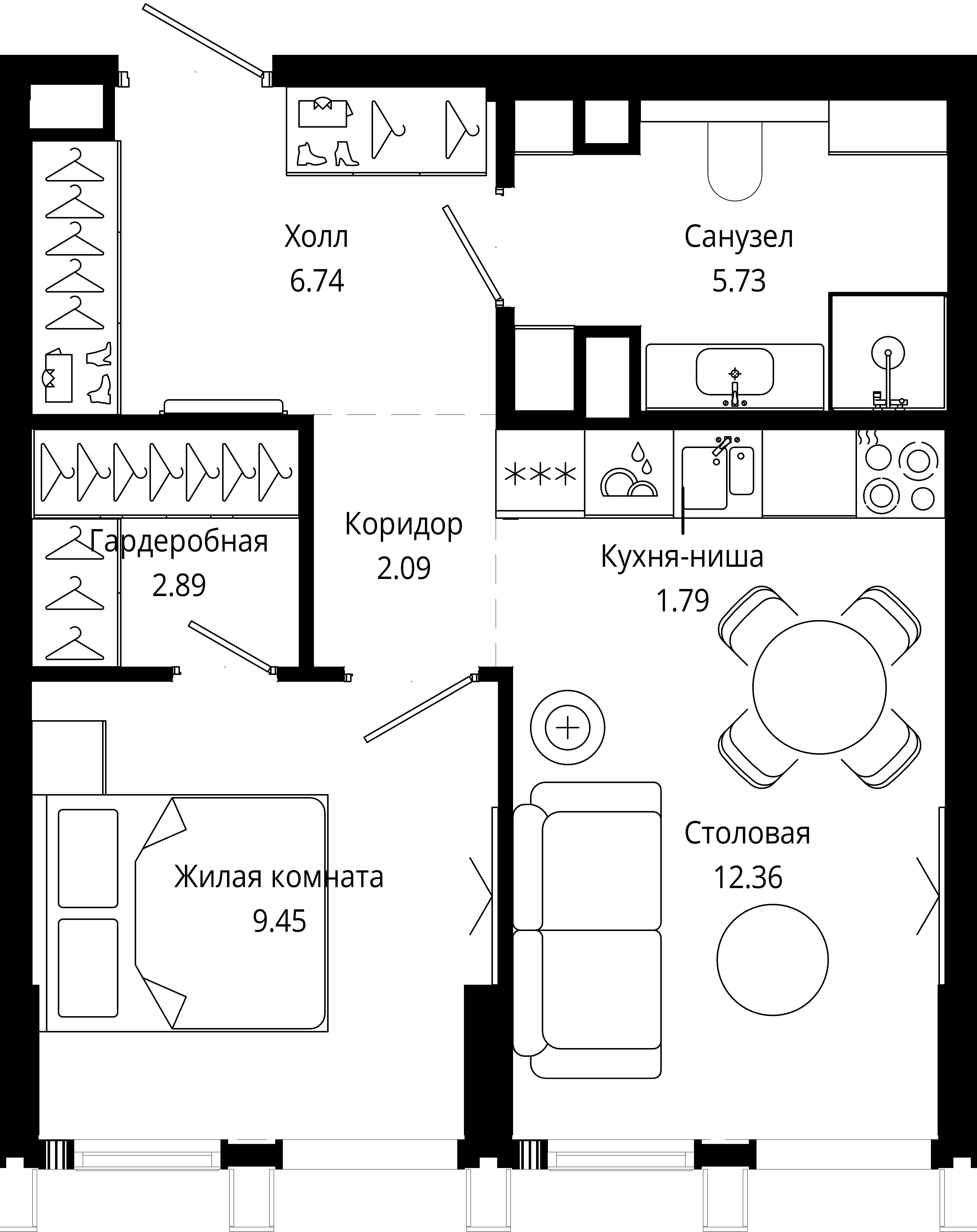 1-комнатная 41 м2 в ЖК МОД корпус null этаж 17