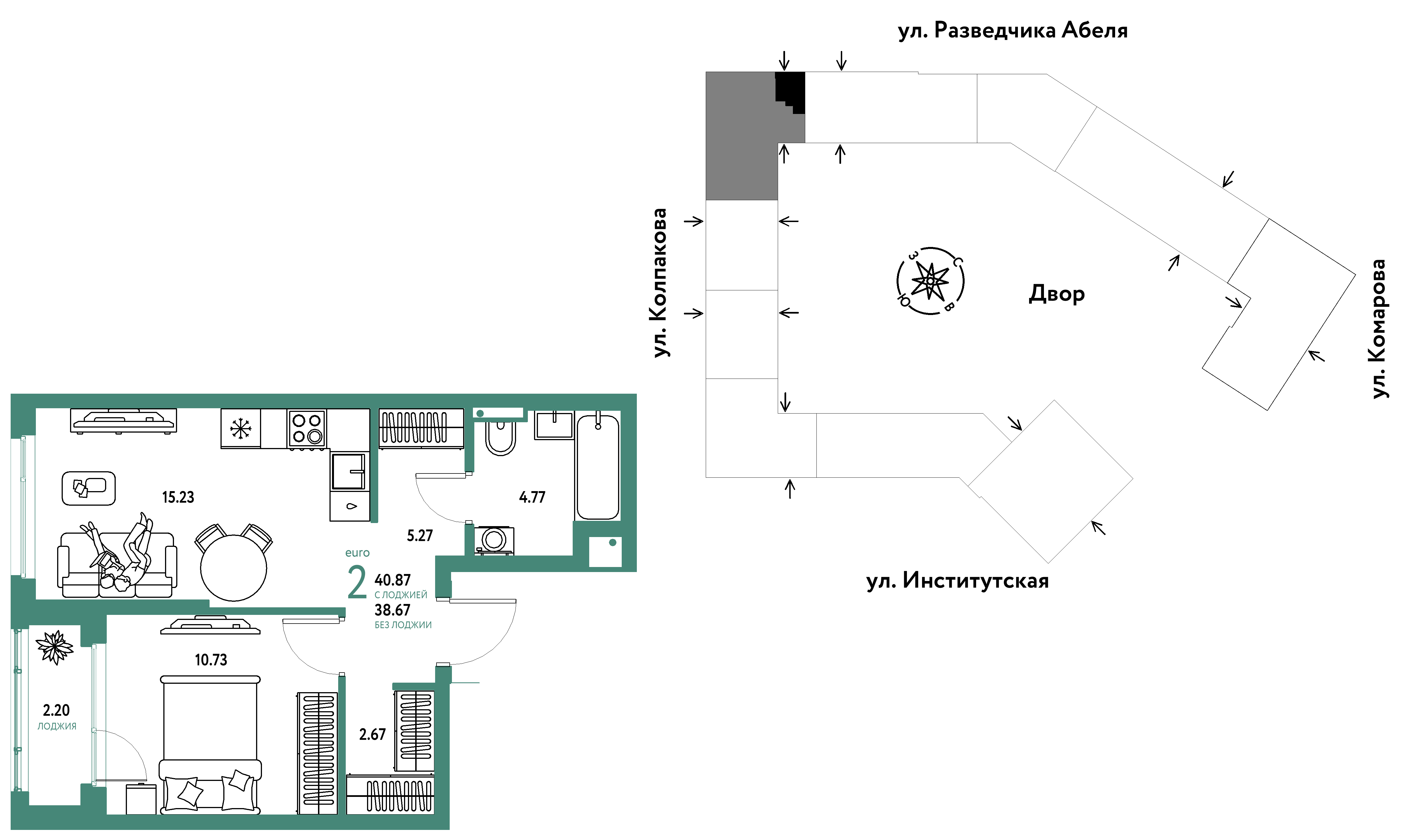 Студия 40 м2 в ЖК Страна.Парковая корпус null этаж 10