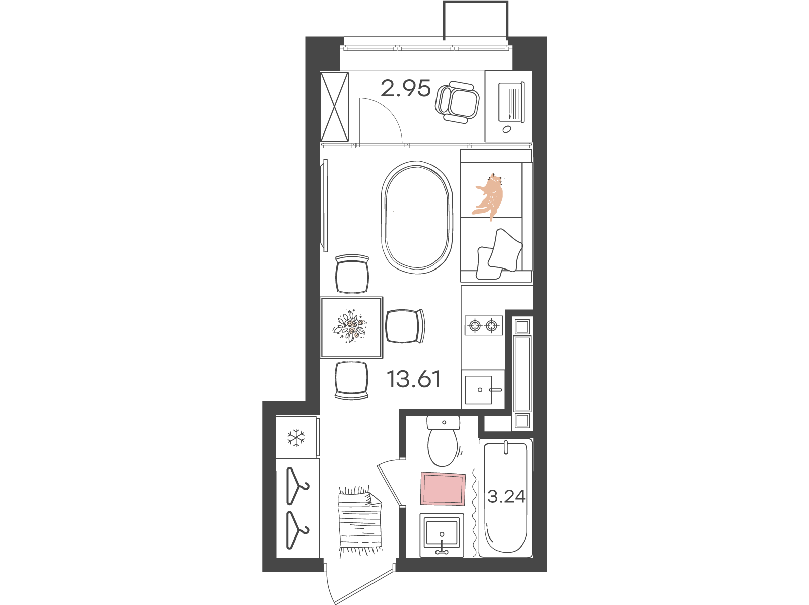 1-комнатная 19 м2 в ЖК Новая Жизнь - Львовская корпус null этаж 8