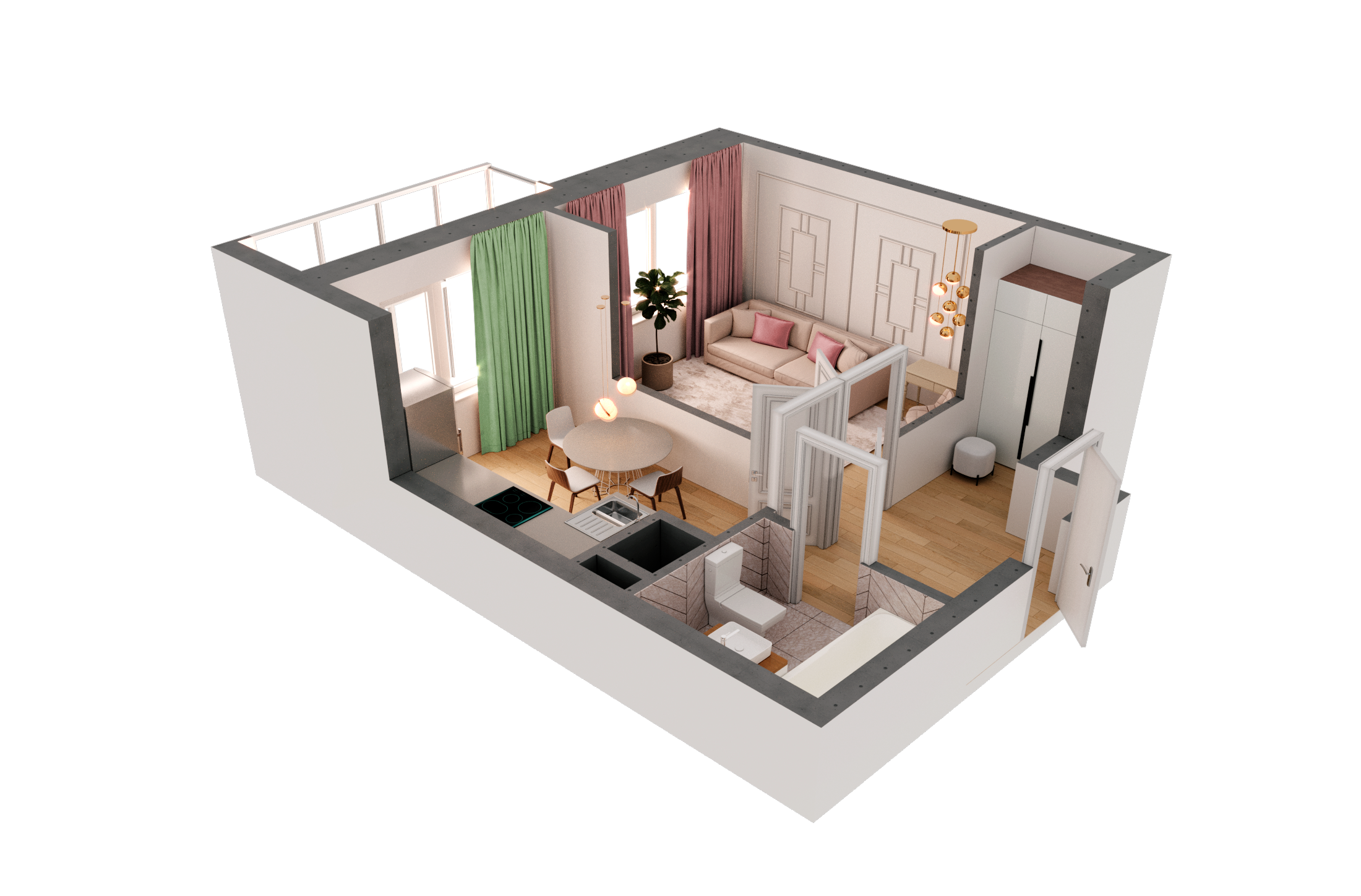 1-комнатная 41 м2 в ЖК Мечта корпус null этаж 7