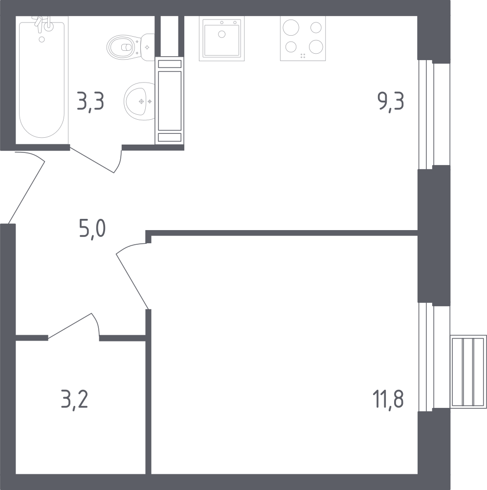 1-комнатная 32 м2 в ЖК Эко Бунино корпус null этаж 3