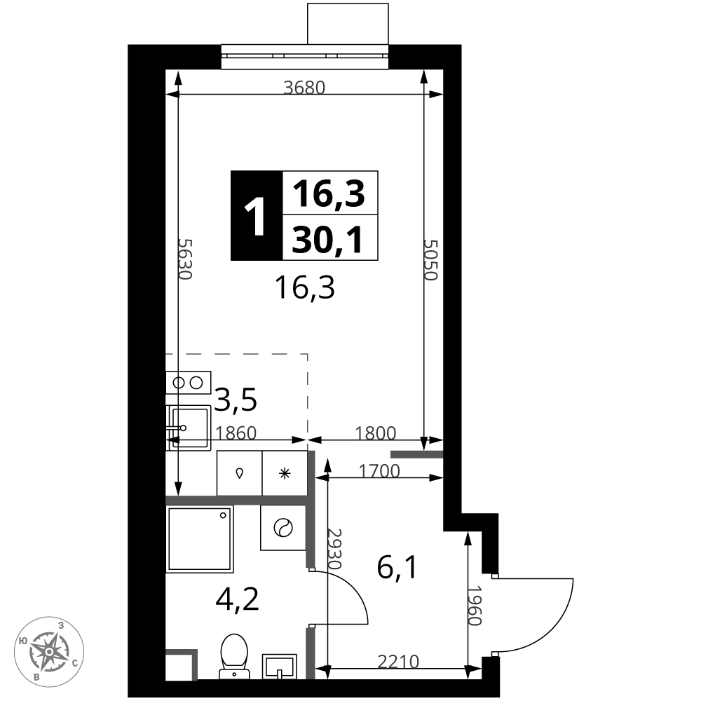 Студия 30 м2 в ЖК 1-й Ясеневский корпус null этаж 3
