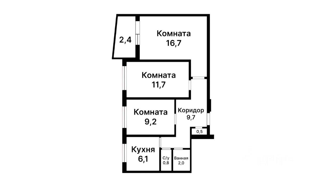 3-комнатная 58.3 м2 в ЖК undefined корпус null этаж 6