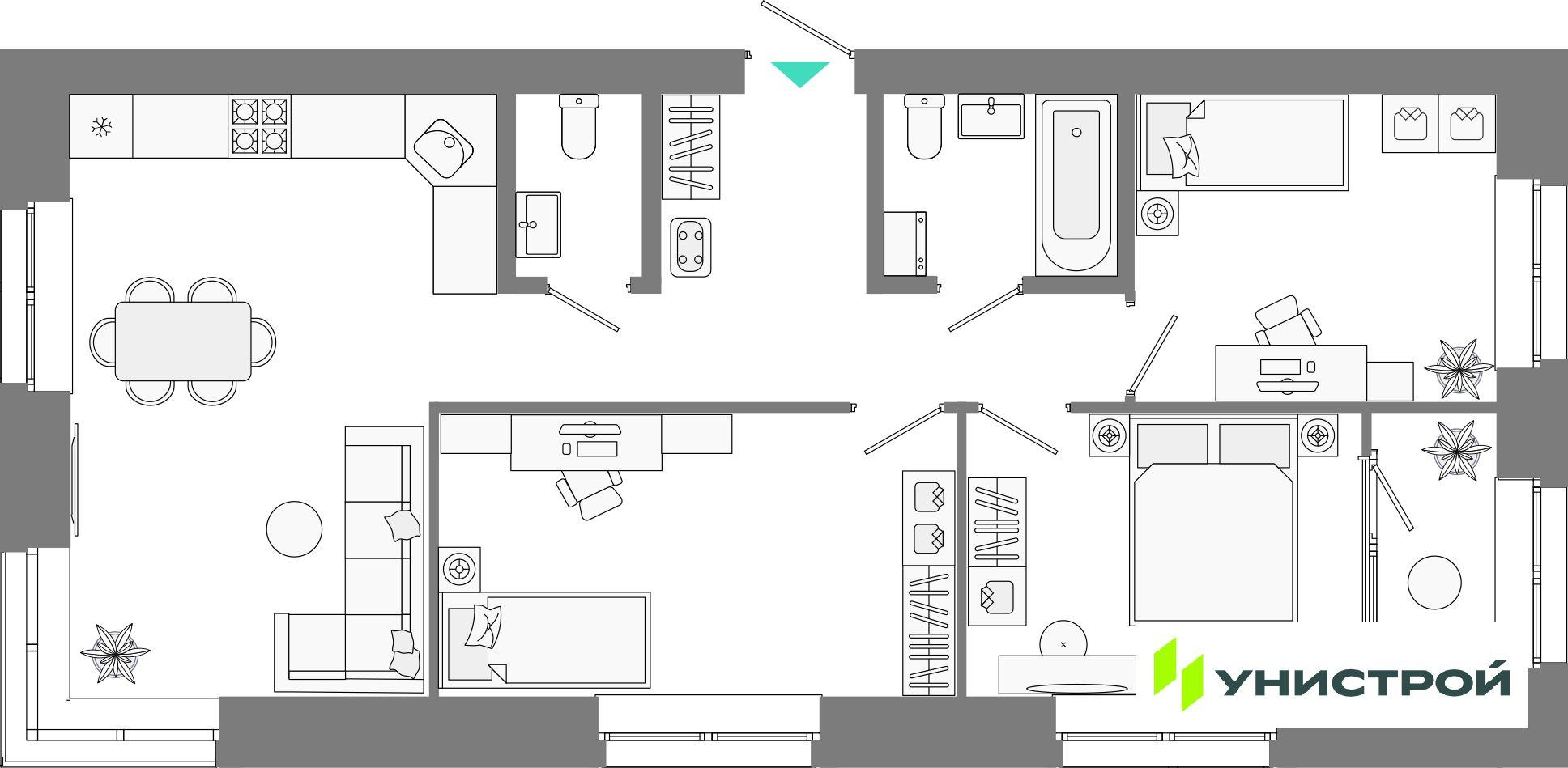 3-комнатная 71 м2 в ЖК Лето корпус null этаж 6