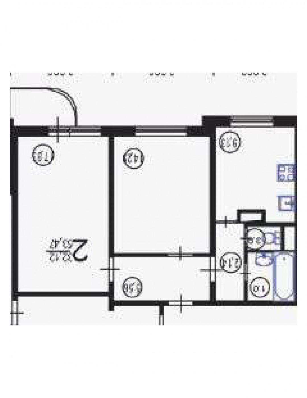 2-комнатная 53.8 м2 в ЖК undefined корпус null этаж 6