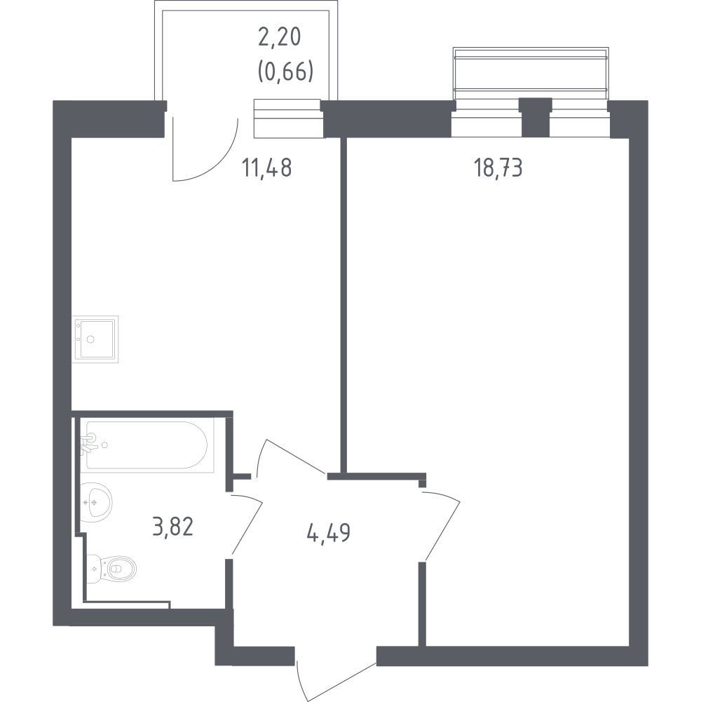 1-комнатная 39 м2 в ЖК Рублёвский Квартал корпус null этаж 3