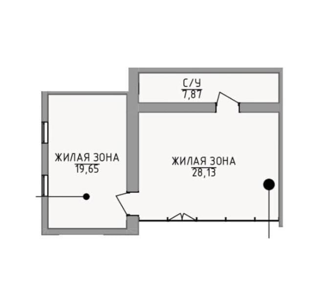 2-комнатная 55.7 м2 в ЖК undefined корпус null этаж 1