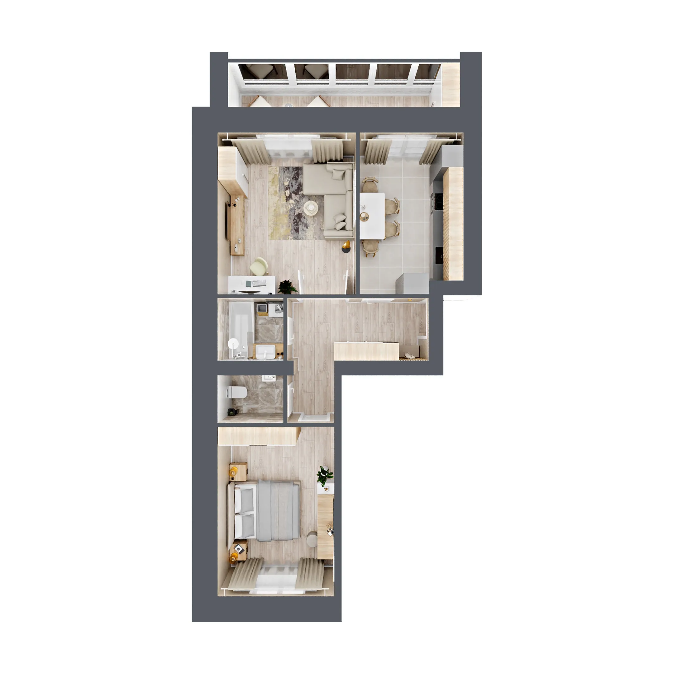 2-комнатная 60 м2 в ЖК Соловьи корпус null этаж 1