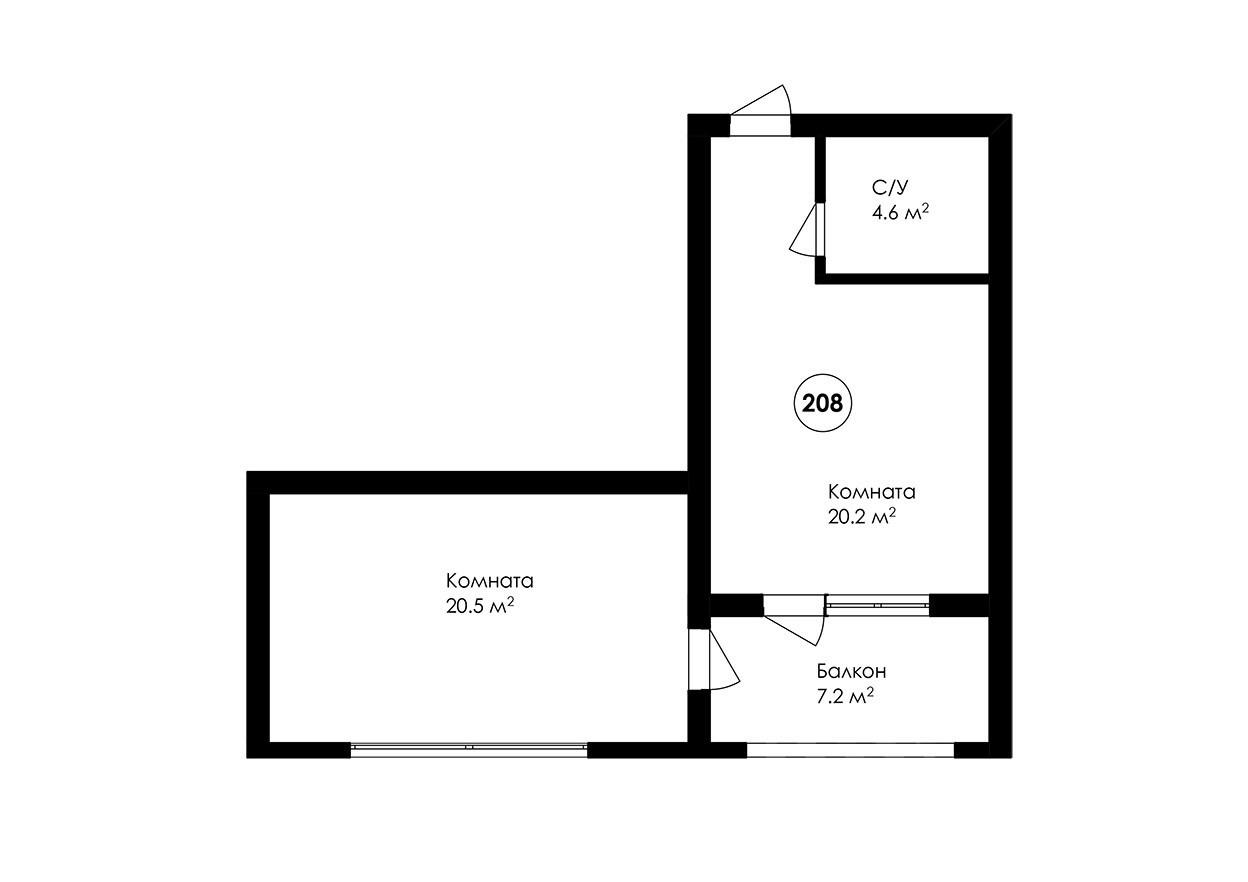 2-комнатная 52.5 м2 в ЖК undefined корпус null этаж 2