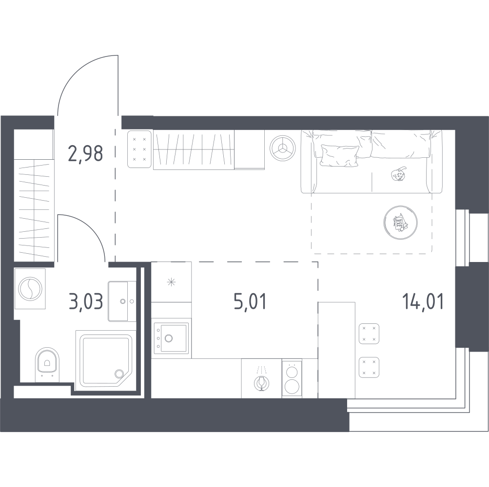 Студия 25 м2 в ЖК Заречье Парк корпус null этаж 8