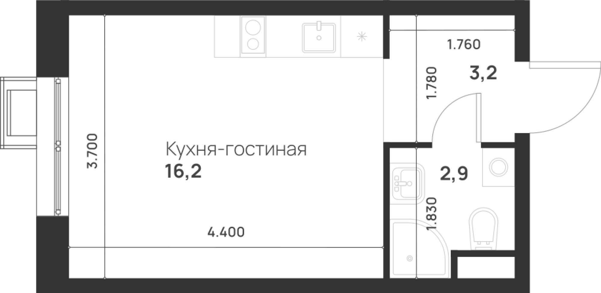 Студия 22 м2 в ЖК Foreville корпус null этаж 12