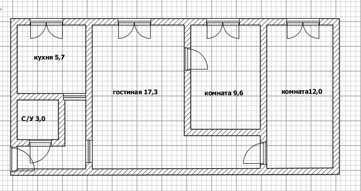 3-комнатная 55.8 м2 в ЖК undefined корпус null этаж 1