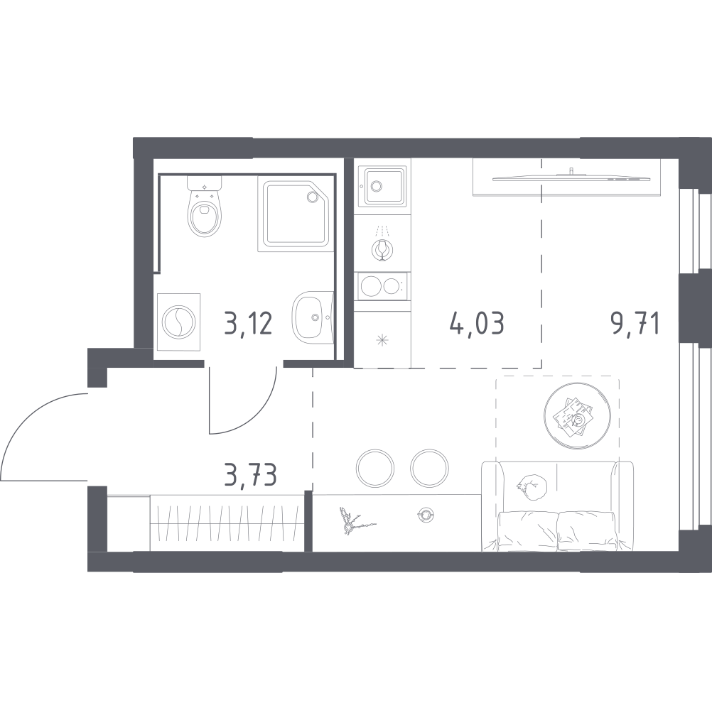 Студия 20 м2 в ЖК Донские Легенды корпус null этаж 12