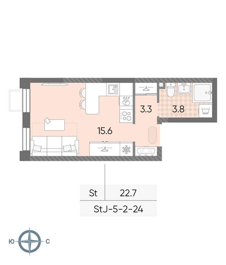 Студия 22 м2 в ЖК ЛУЧИ корпус null этаж 21