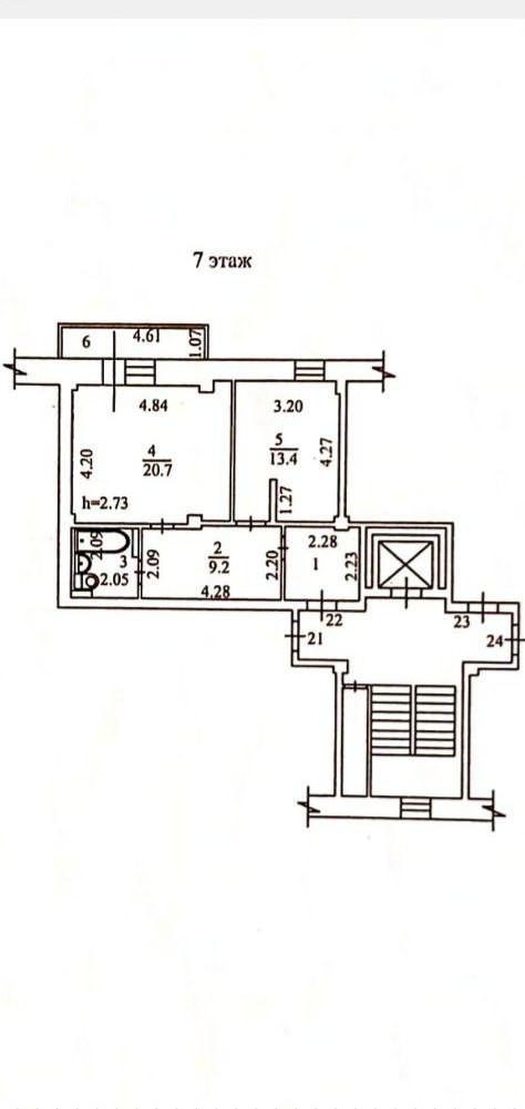 1-комнатная 57.2 м2 в ЖК undefined корпус null этаж 7