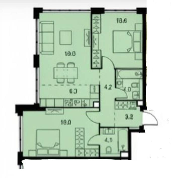 3-комнатная 73 м2 в ЖК undefined корпус null этаж 35