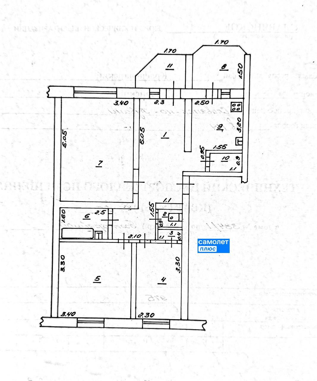3-комнатная 69.4 м2 в ЖК undefined корпус null этаж 3