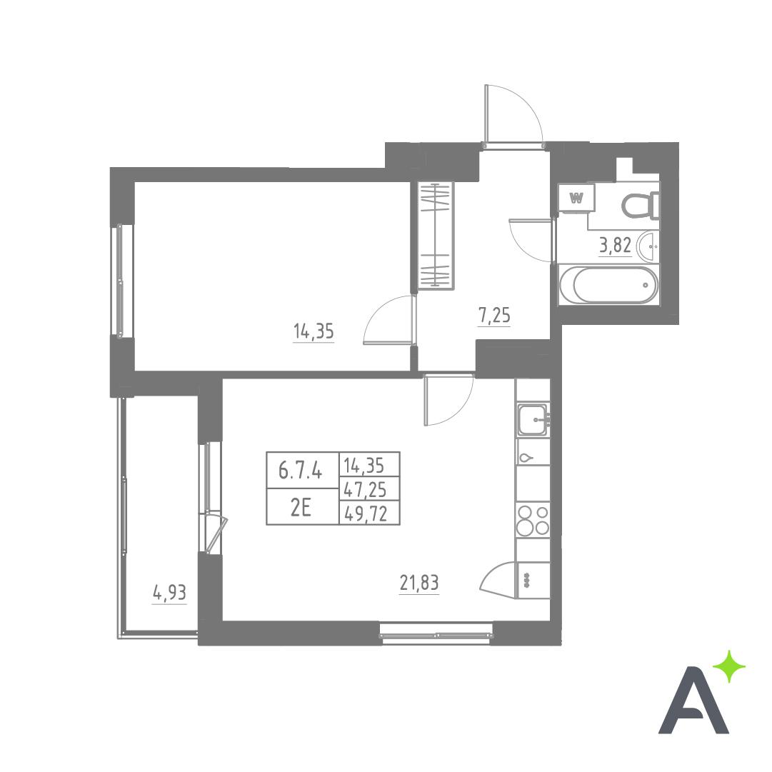 Студия 49 м2 в ЖК Аквилон SOLAR корпус null этаж 9